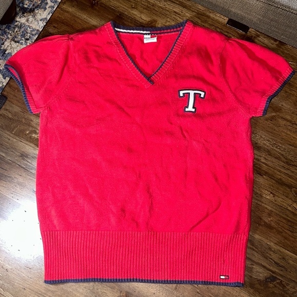 VTG 2002 tommy jeans red sweater vest vneck adult XL Tommy Hilfiger - Picture 1 of 8